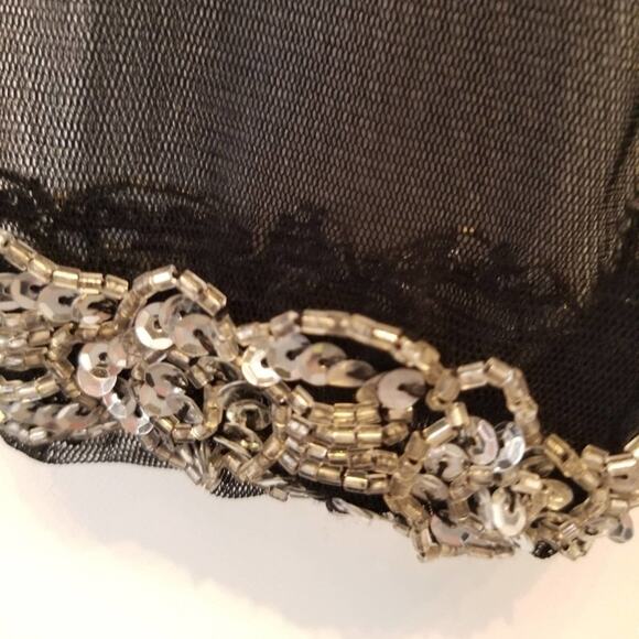 INC. Sequin Stone Beaded Dressy Top Black Long Sleeve Round Neck Women's Size S - Picture 5 of 12